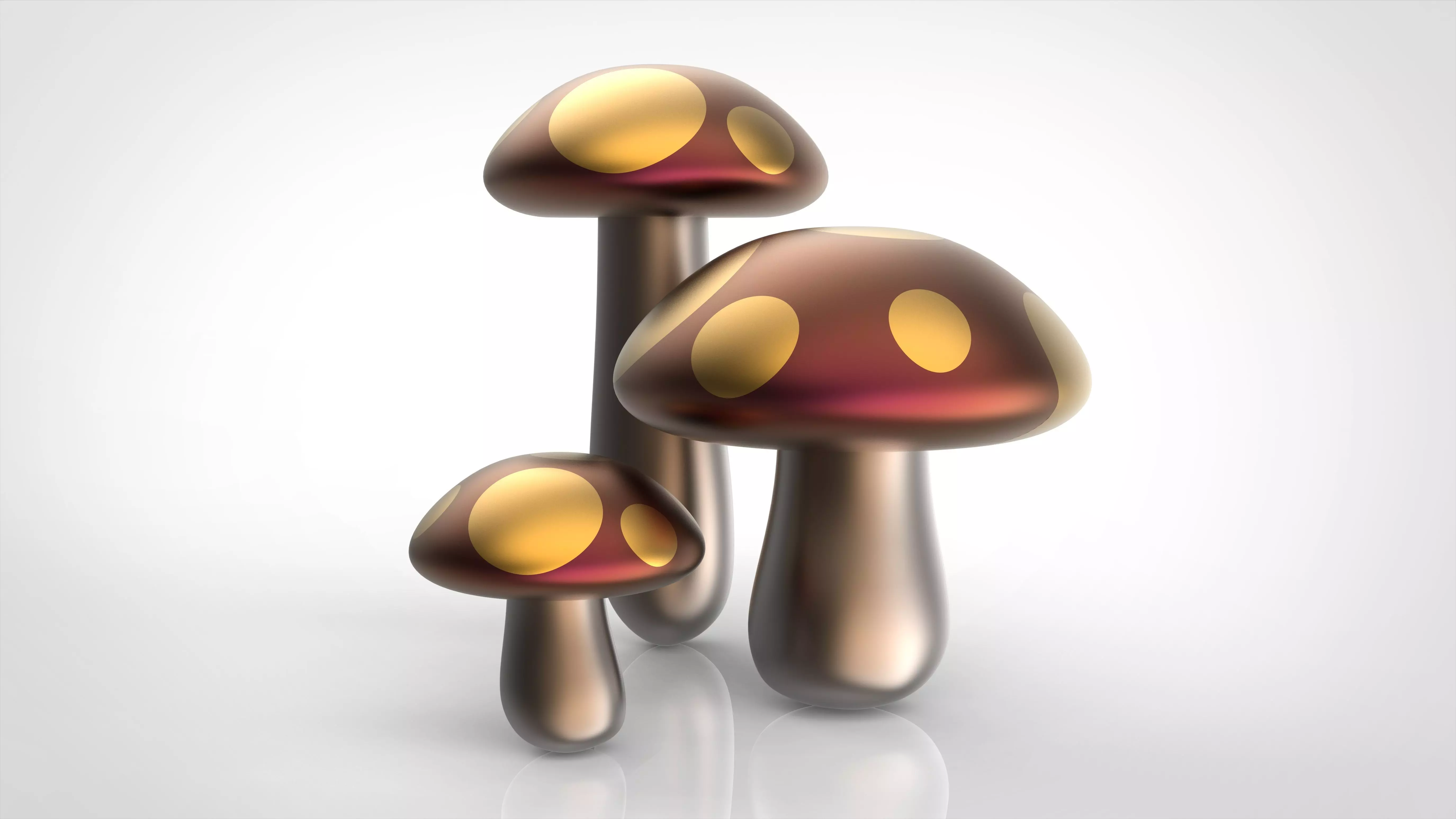 Mushroom three mushrooms 3D model_0