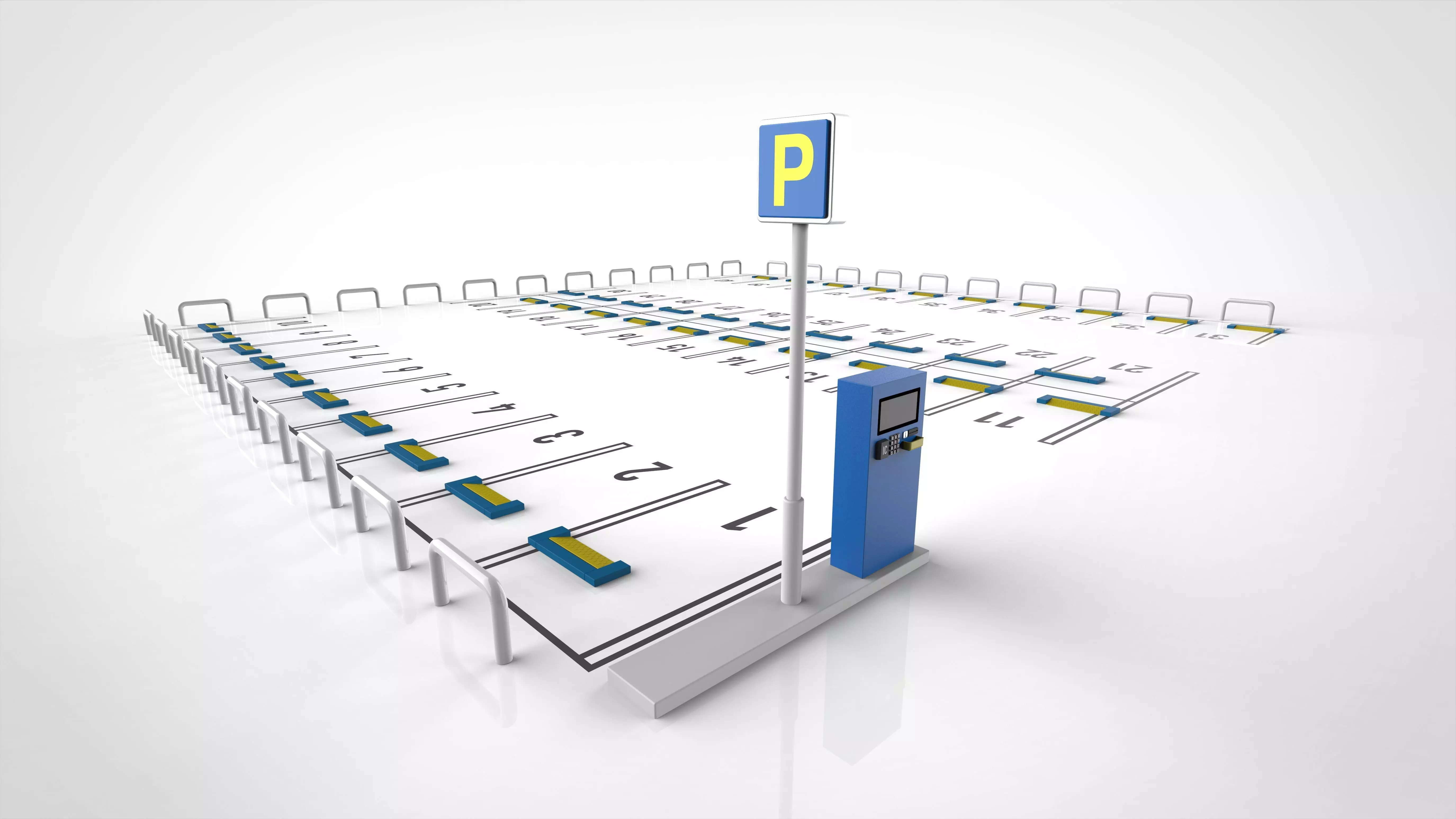 parking room with rows of chairs 3D model