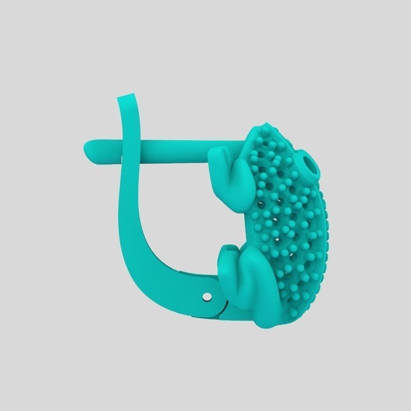 Women Earrings Frog with gems 3dm stl 3D print model 3D print model_14
