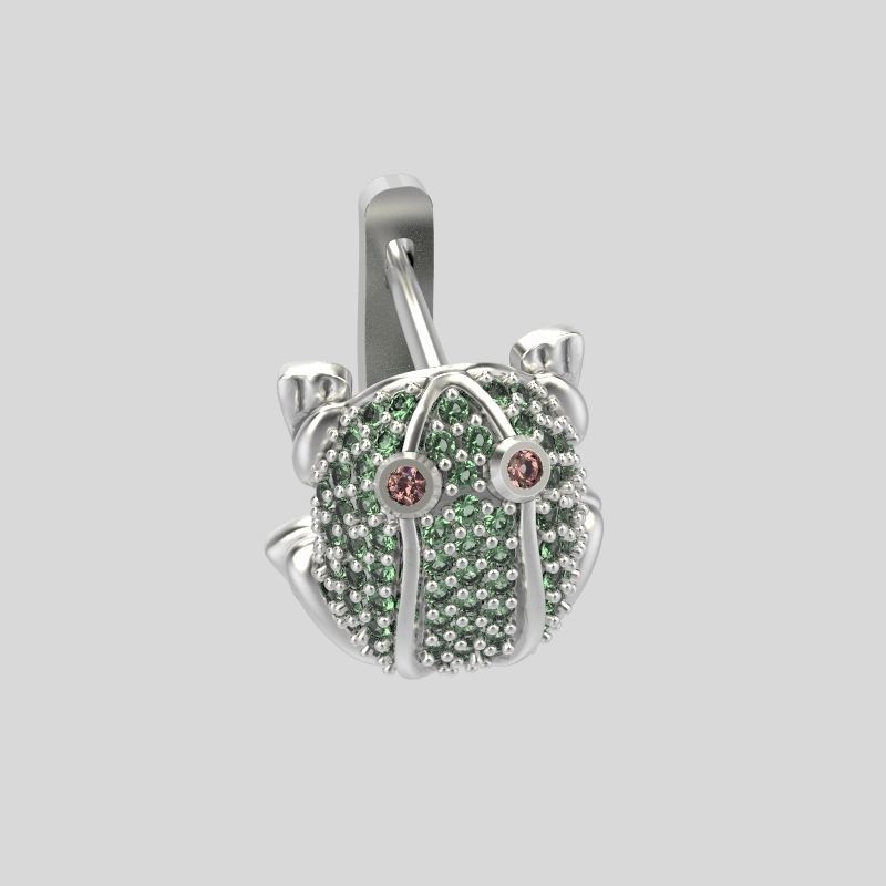Women Earrings Frog with gems 3dm stl 3D print model 3D print model_7