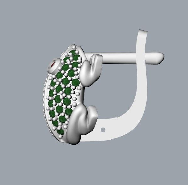 Women Earrings Frog with gems 3dm stl 3D print model 3D print model_23