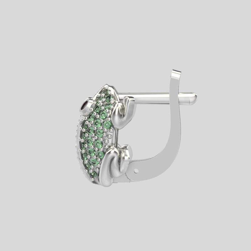 Women Earrings Frog with gems 3dm stl 3D print model 3D print model_4