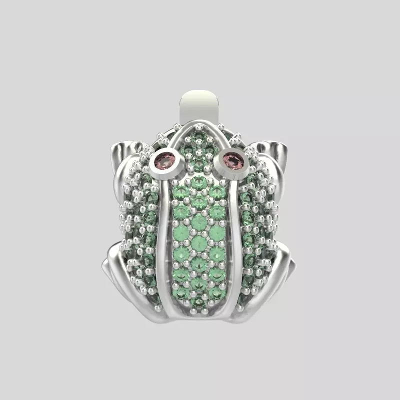 Women Earrings Frog with gems 3dm stl 3D print model 3D print model_0