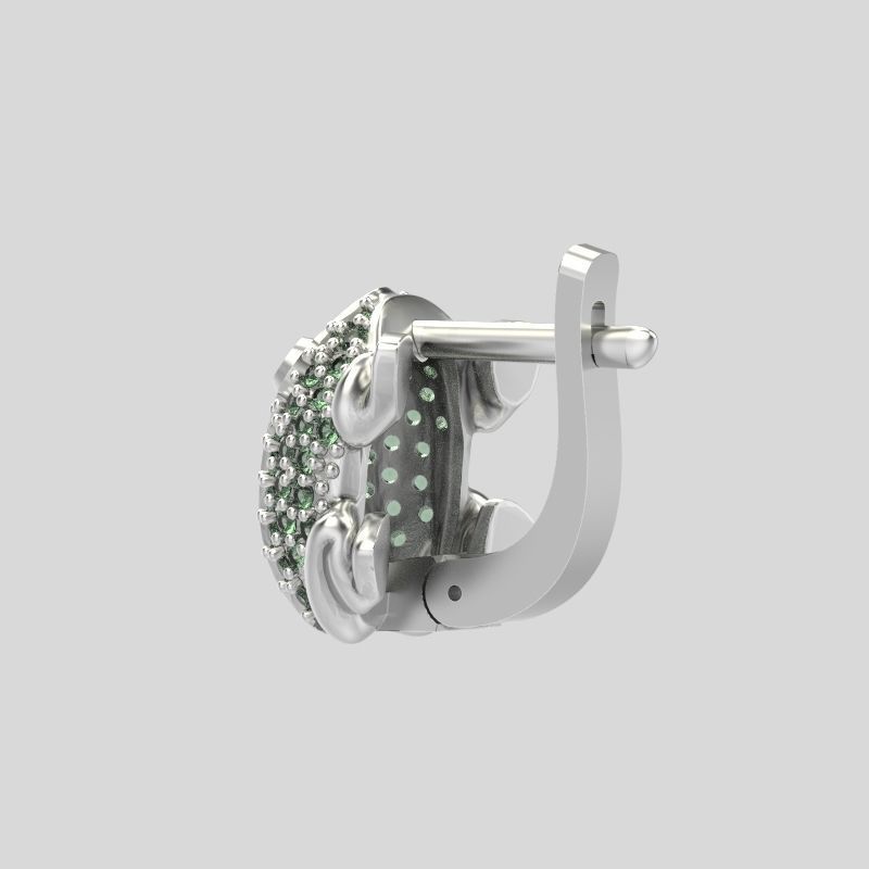 Women Earrings Frog with gems 3dm stl 3D print model 3D print model_9
