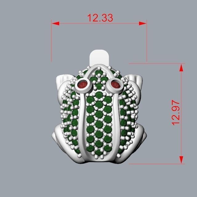 Women Earrings Frog with gems 3dm stl 3D print model 3D print model_24