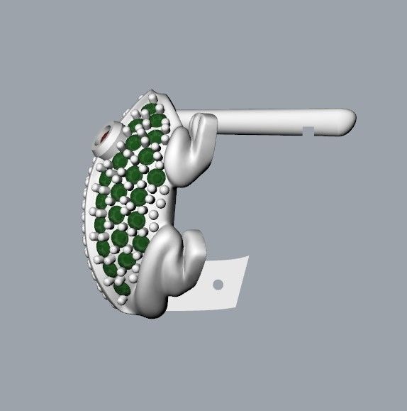 Women Earrings Frog with gems 3dm stl 3D print model 3D print model_25