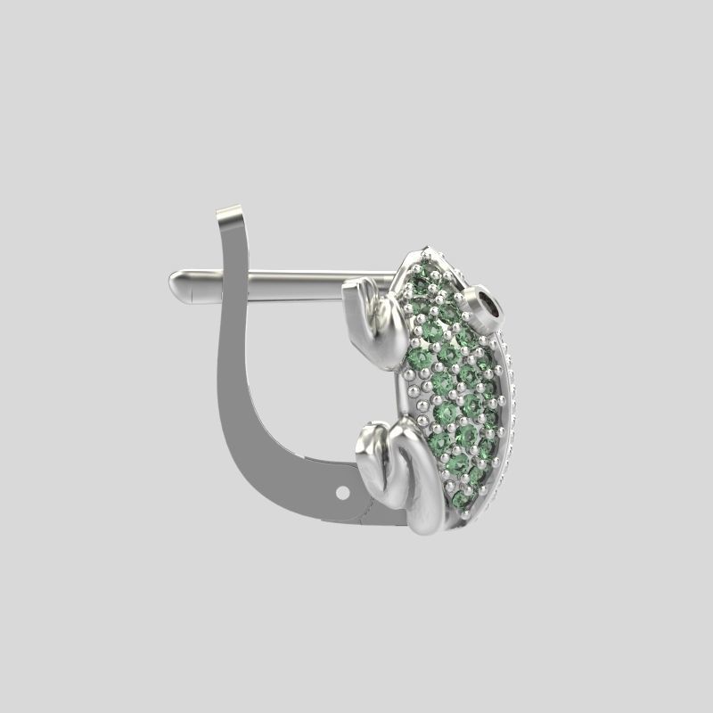Women Earrings Frog with gems 3dm stl 3D print model 3D print model_5