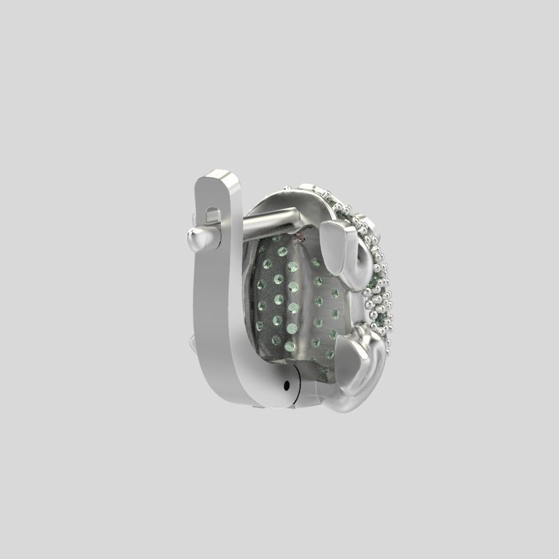 Women Earrings Frog with gems 3dm stl 3D print model 3D print model_10
