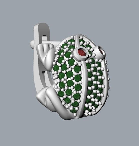 Women Earrings Frog with gems 3dm stl 3D print model 3D print model_26