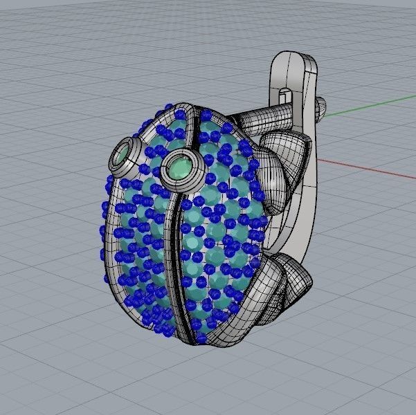 Women Earrings Frog with gems 3dm stl 3D print model 3D print model_29