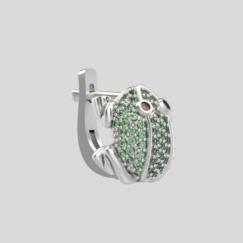 Women Earrings Frog with gems 3dm stl 3D print model 3D print model_6