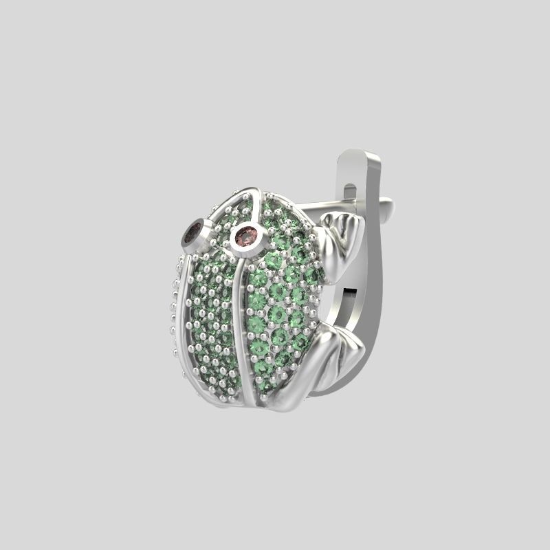 Women Earrings Frog with gems 3dm stl 3D print model 3D print model_3