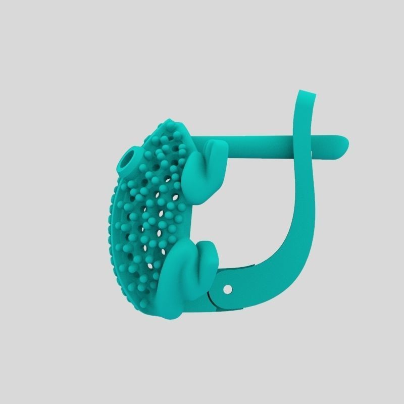 Women Earrings Frog with gems 3dm stl 3D print model 3D print model_13