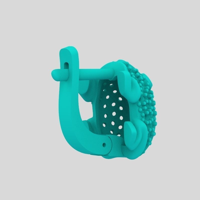 Women Earrings Frog with gems 3dm stl 3D print model 3D print model_15