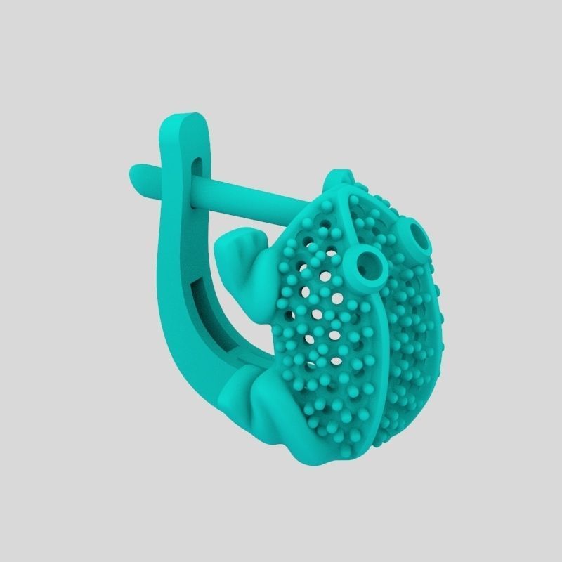 Women Earrings Frog with gems 3dm stl 3D print model 3D print model_18
