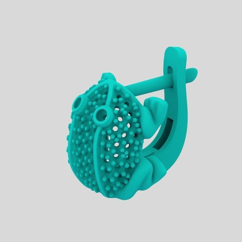 Women Earrings Frog with gems 3dm stl 3D print model 3D print model_17