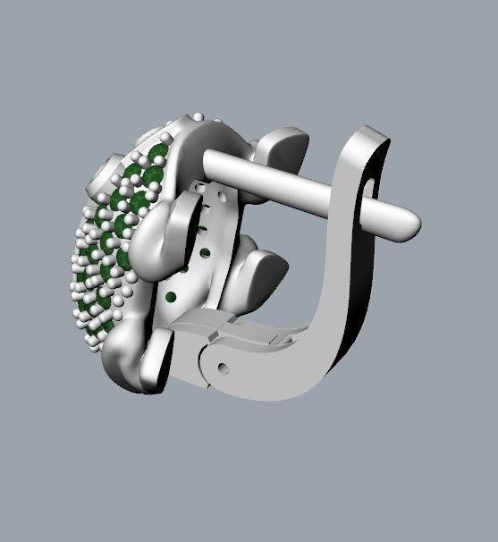 Women Earrings Frog with gems 3dm stl 3D print model 3D print model_28