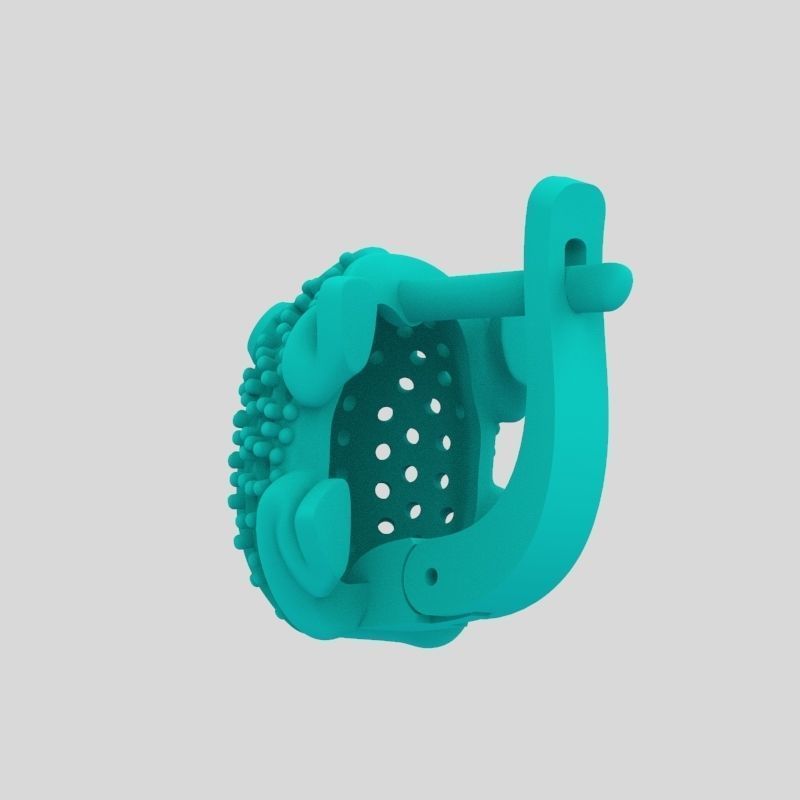 Women Earrings Frog with gems 3dm stl 3D print model 3D print model_16