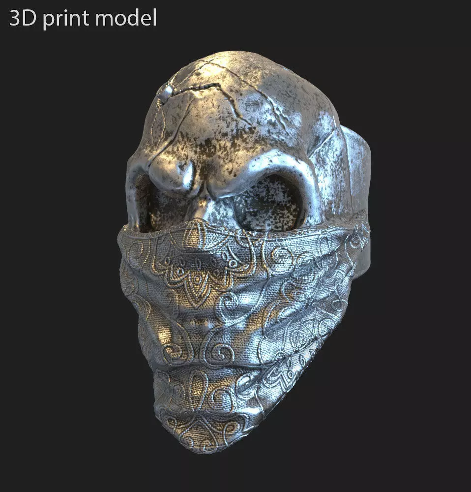 Skull ring jewelry Gangster vol2 3D print model