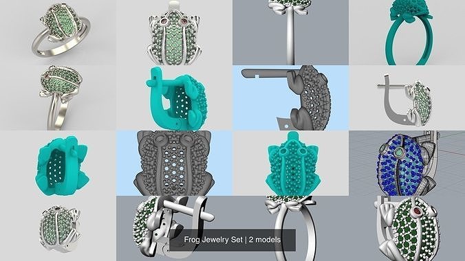 Frog Jewelry Set 3dm stl 3D print model 3D Model Collection