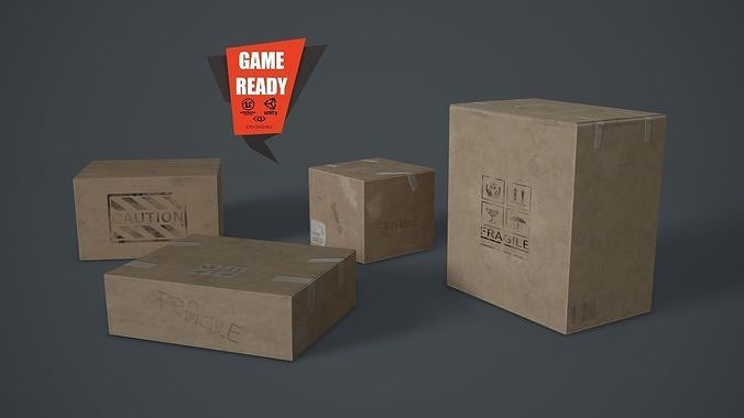 Cardboards Low Poly Game Ready cardboard box Low-poly 3D model