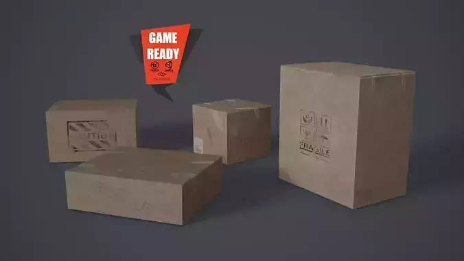 Cardboards Low Poly Game Ready cardboard box Low-poly 3D model