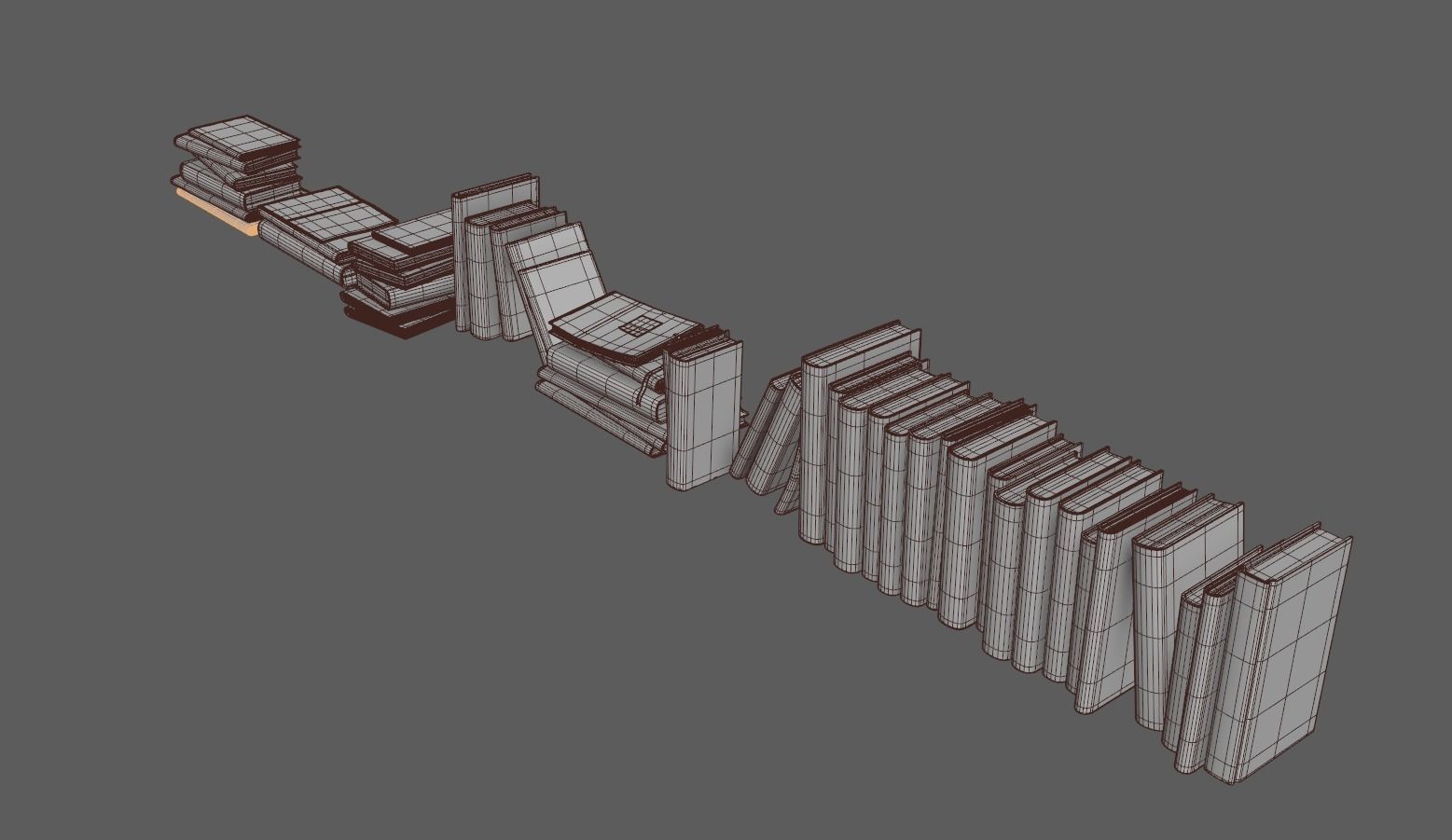 books collection stacked 3D model_3