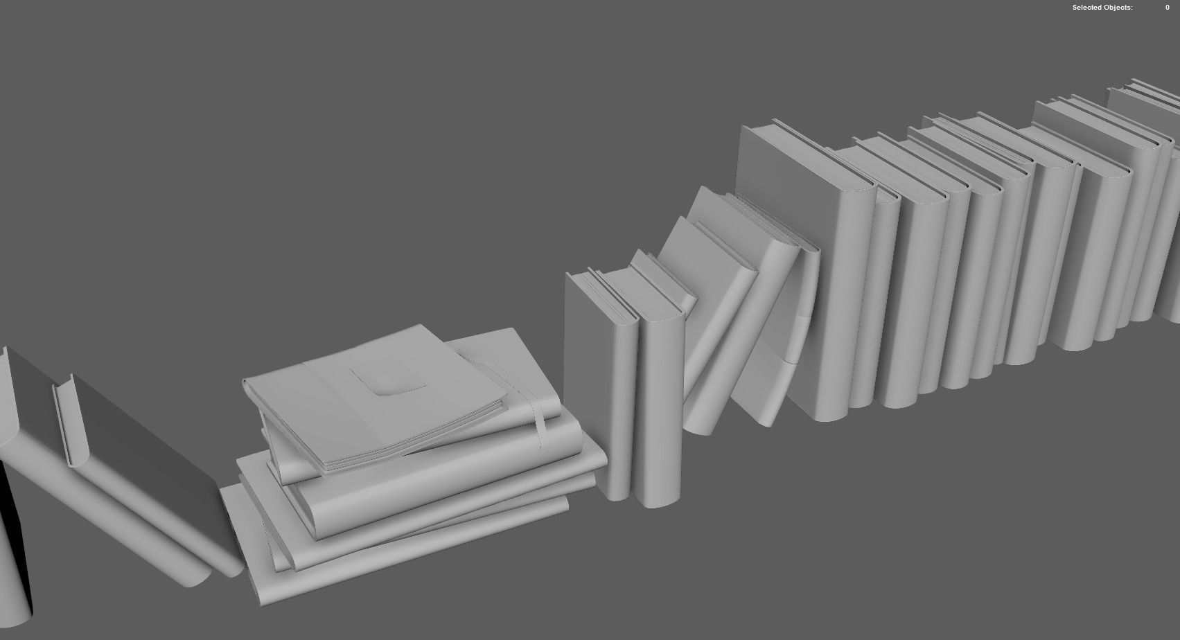 books collection stacked 3D model_1