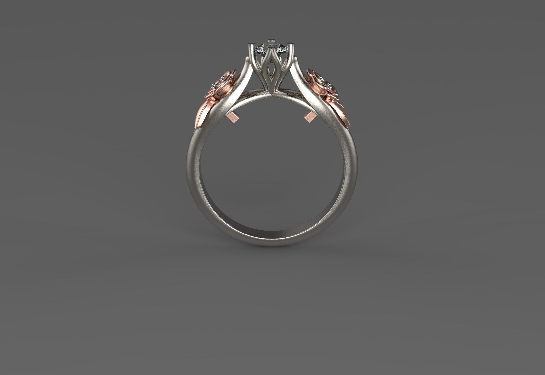 Flower engagment ring 3D print model_1