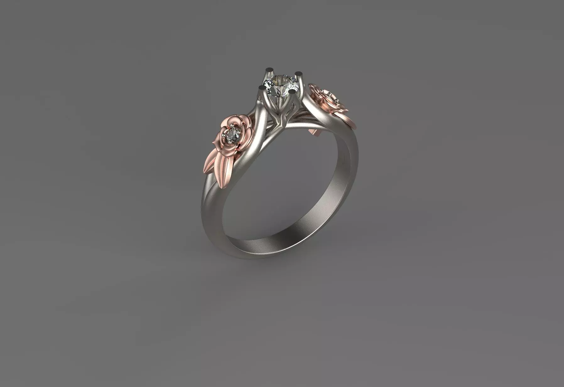 Flower engagment ring 3D print model_0
