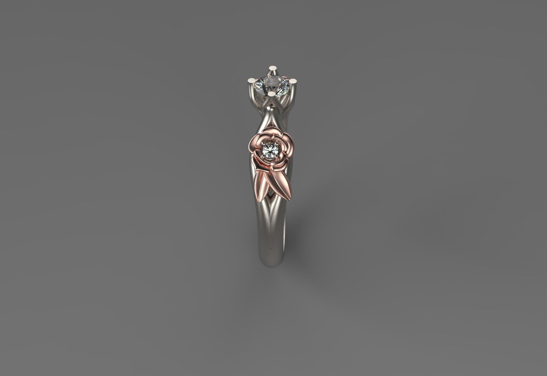 Flower engagment ring 3D print model_2