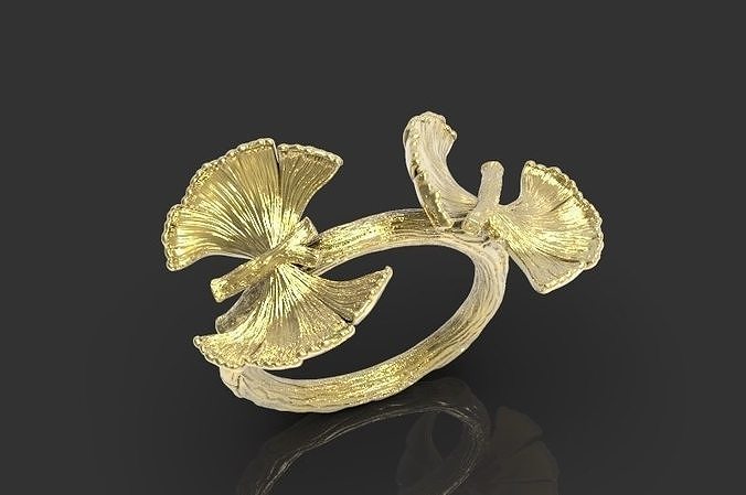 Ring BUTTERFLY GINKGO 3D print model