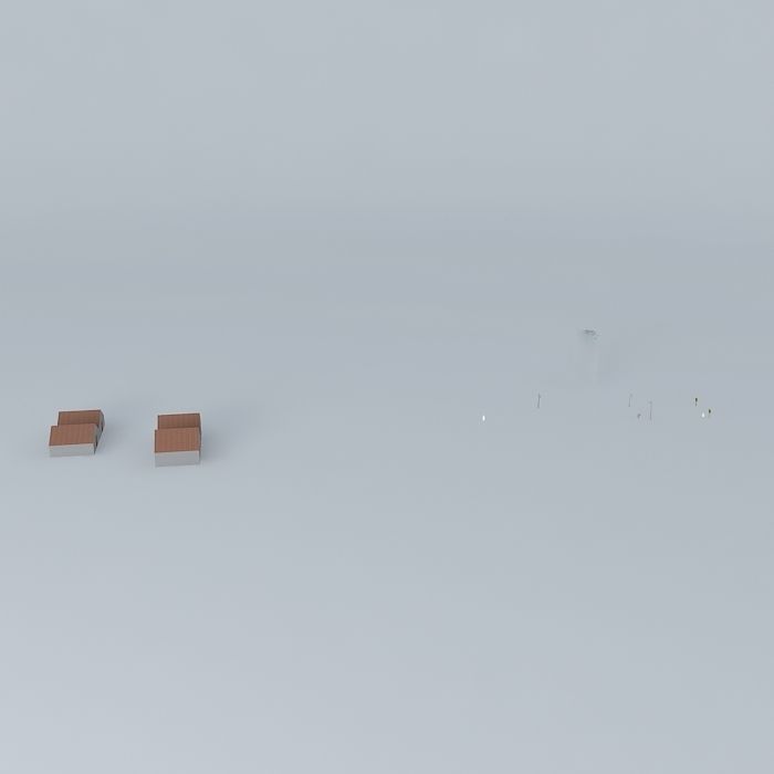 condos house in middle of snowy field Free 3D model_2