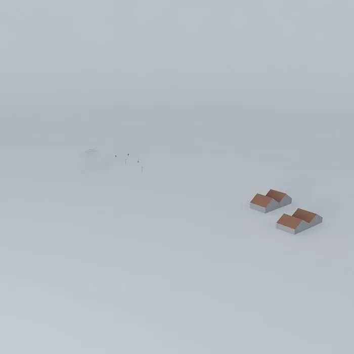 condos house in middle of snowy field Free 3D model_0
