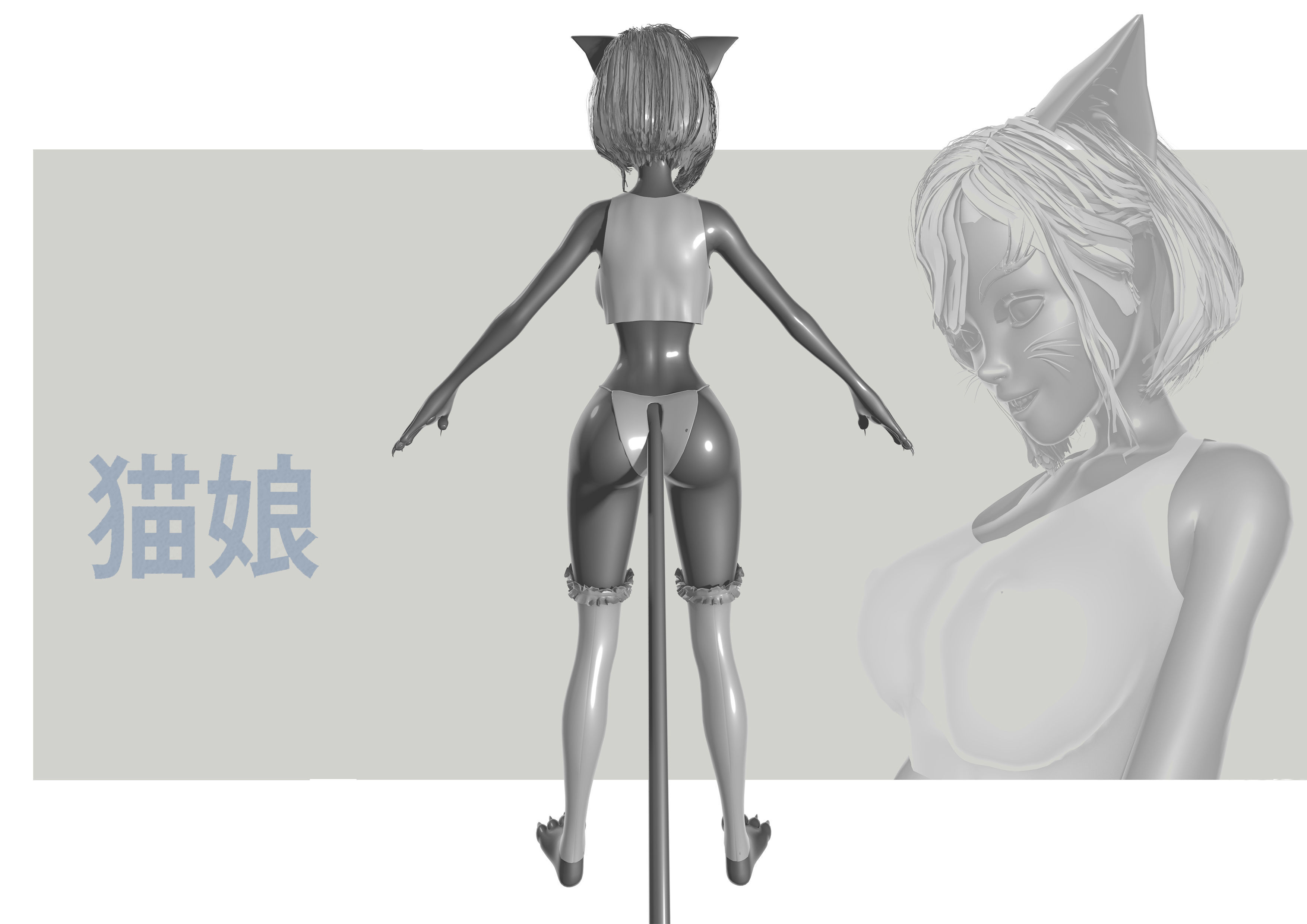 Cat Girl 3D model_3