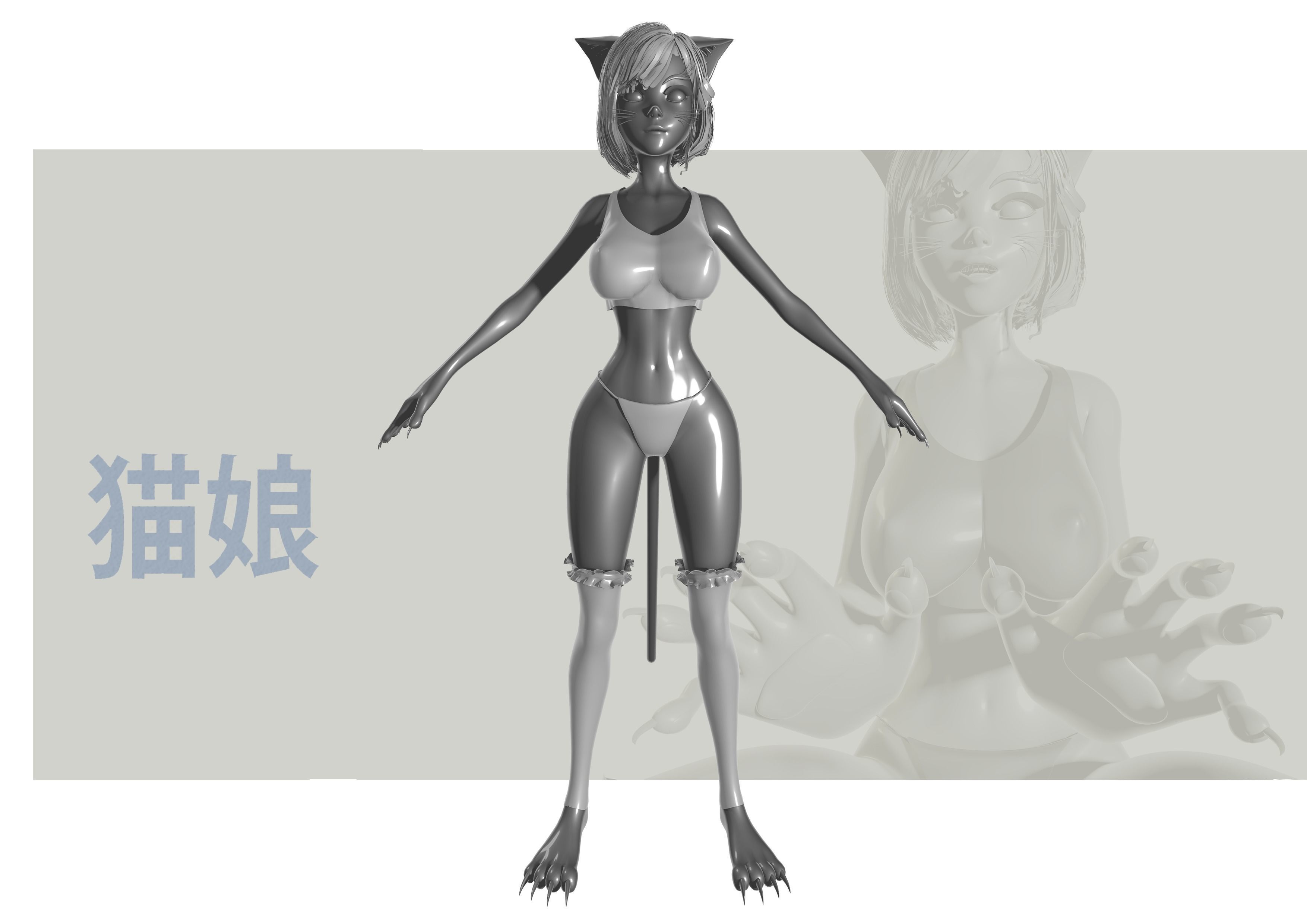 Cat Girl 3D model_2