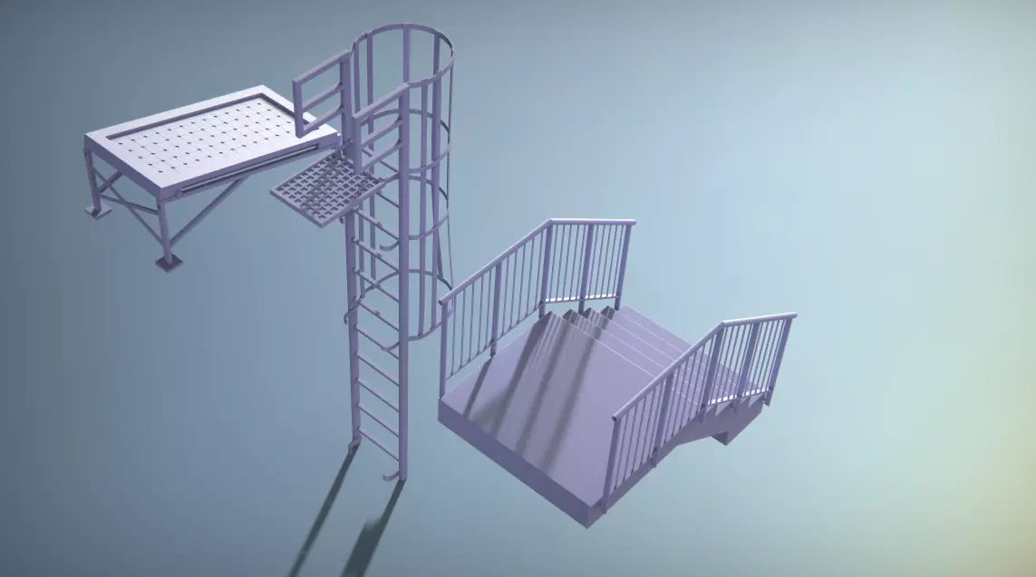 Basic industrial elements set Free 3D model