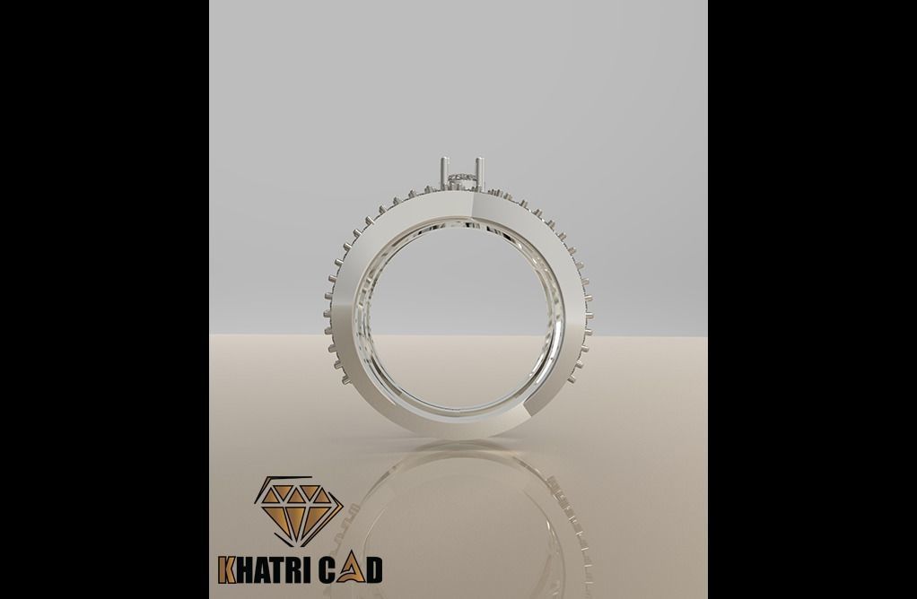 Spiral Ring with Gemstone 3D print model_2
