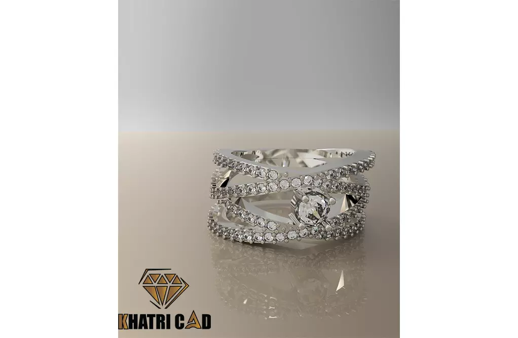 Spiral Ring with Gemstone 3D print model_0