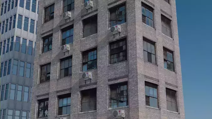 Low poly Realistic Building tall with windows