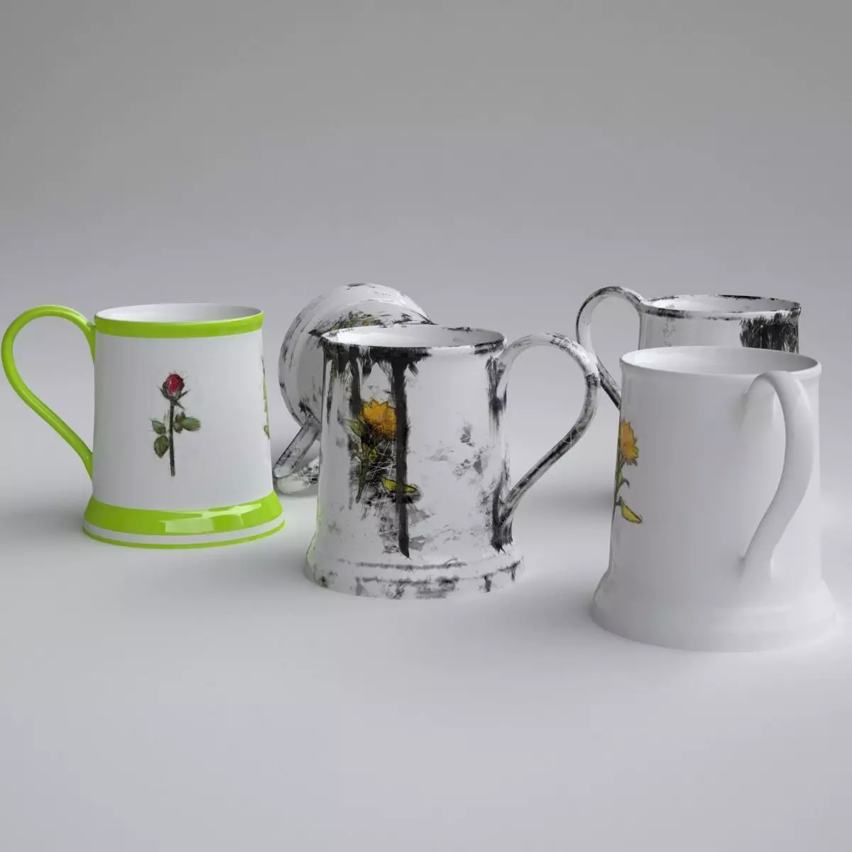 Cup with clean and dirty textures  3D model_0