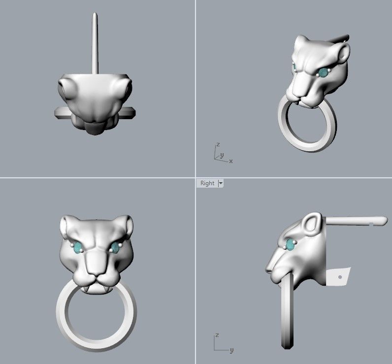 Women Earrings Panther 3dm stl 3D print model 3D print model_26