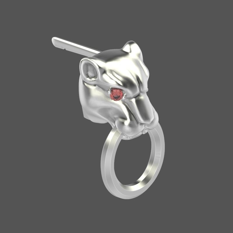 Women Earrings Panther 3dm stl 3D print model 3D print model_17