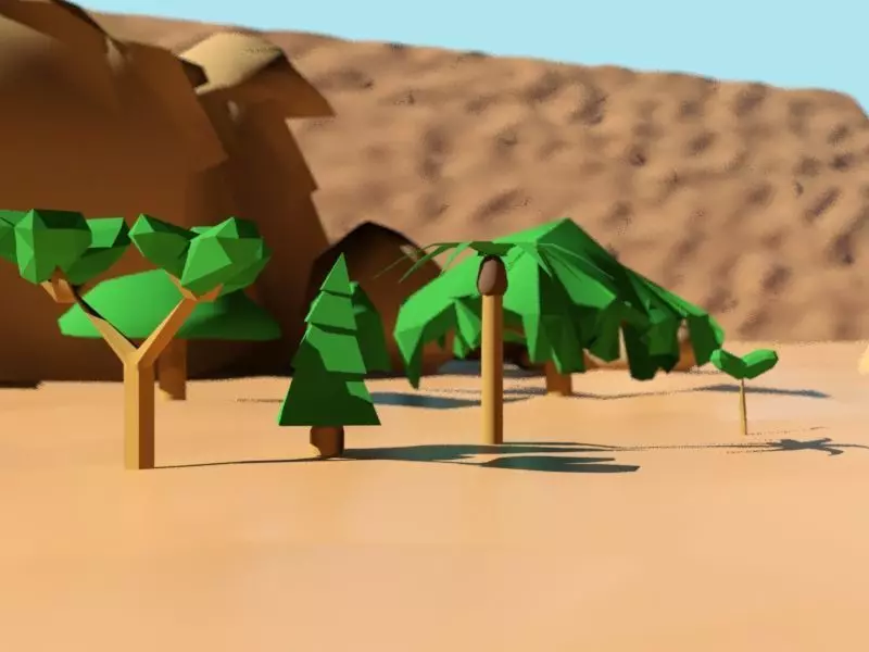 Tree Bush and Rock Environment Pack CARTOON Low-poly 3D model_0