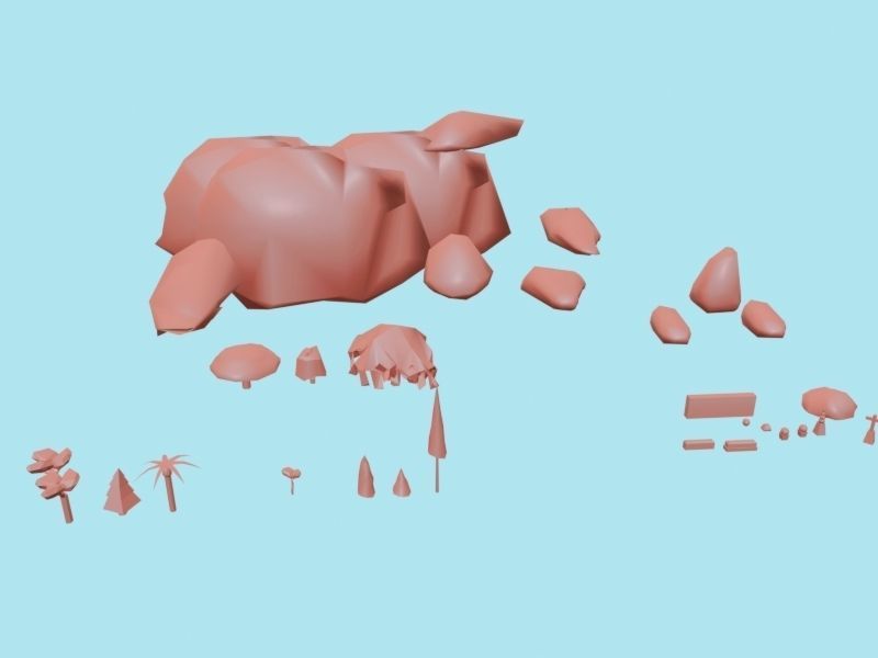 Tree Bush and Rock Environment Pack CARTOON Low-poly 3D model_13