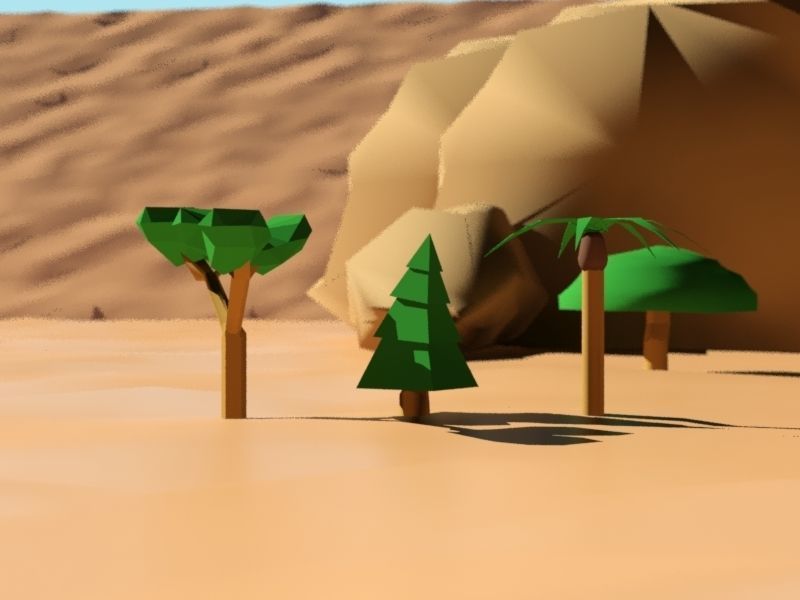 Tree Bush and Rock Environment Pack CARTOON Low-poly 3D model_3