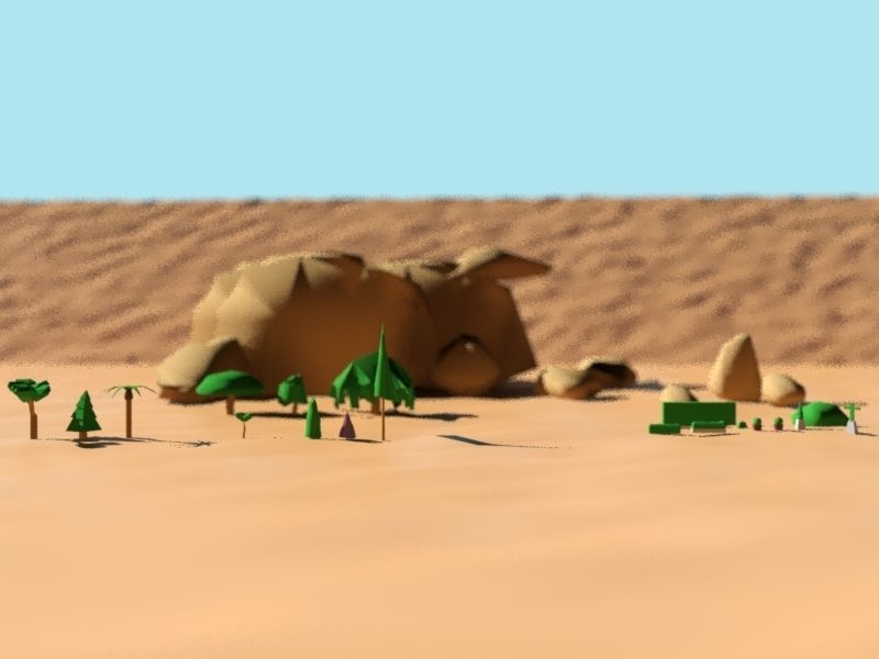 Tree Bush and Rock Environment Pack CARTOON Low-poly 3D model_1