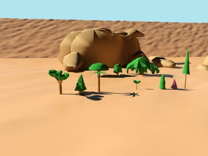 Tree Bush and Rock Environment Pack CARTOON Low-poly 3D model_4