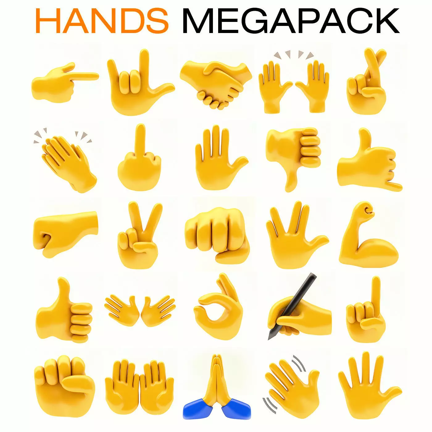 hands emoji megapack Low-poly 3D model_0