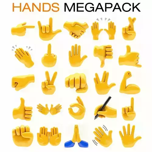 hands emoji megapack Low-poly 3D model
